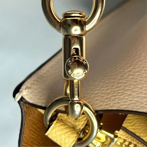 Coach Mollie tote bag 25 chalk light saddle pebbled leather c4084 - Picture 7 of 15